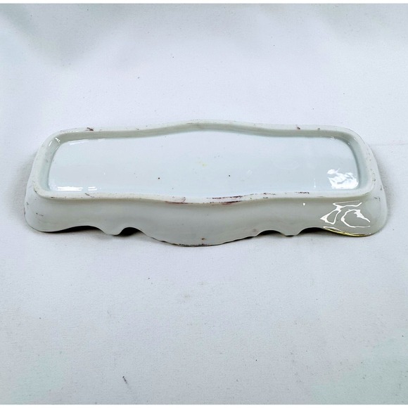 Red & Gold Decorative Tray Vanity Dresser Trinket Dish Hollywood Regency RARE - Picture 3 of 6